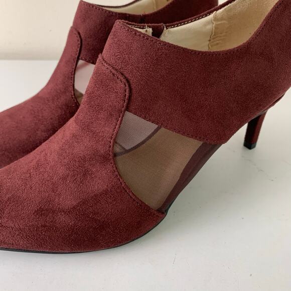 LifeStride Size 8W Annette Pointed Toe Kitten Heel Shooties Burgundy Faux Suede - Picture 7 of 15